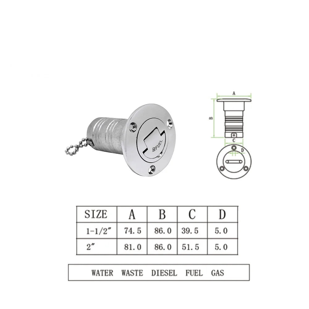 316 Stainless Steel Boat Fuel Filler – 38mm-2